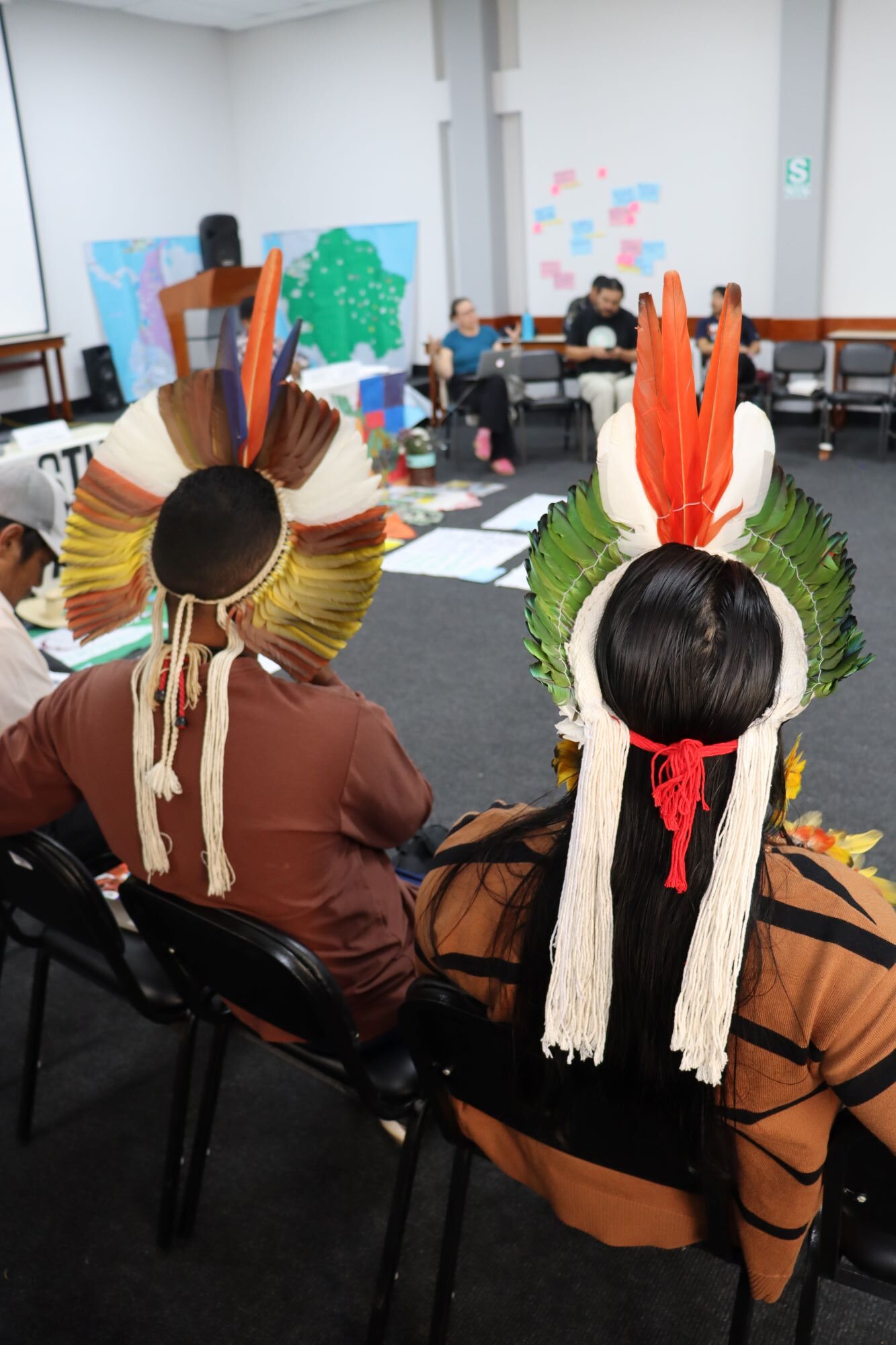 Representantes de pueblos indigenas de Brasil, Chile, Colombia, Ecuador y Perú asistieron al encuento de defensores ambientales en Lima, Perú. Foto: cortesía CooperAcción.