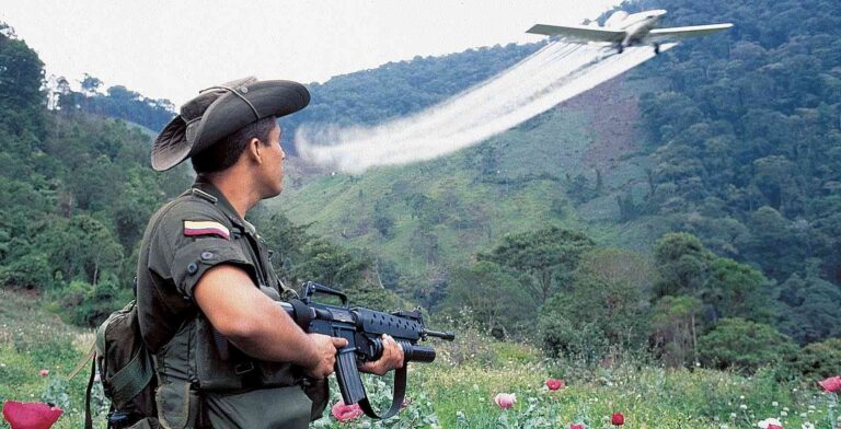El gobierno colombiano ha utilizado la fumigación con glifosato principalmente para erradicar los cultivos de coca. Foto: archivo/Ministerio de Defensa.